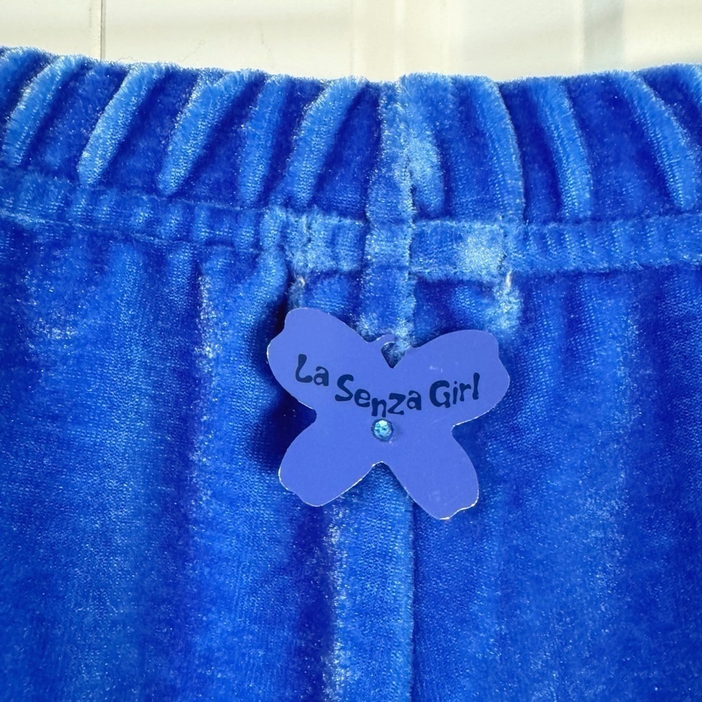 Y2K Groovy Blue Velvet Bell Bottoms - Picture 4 of 7